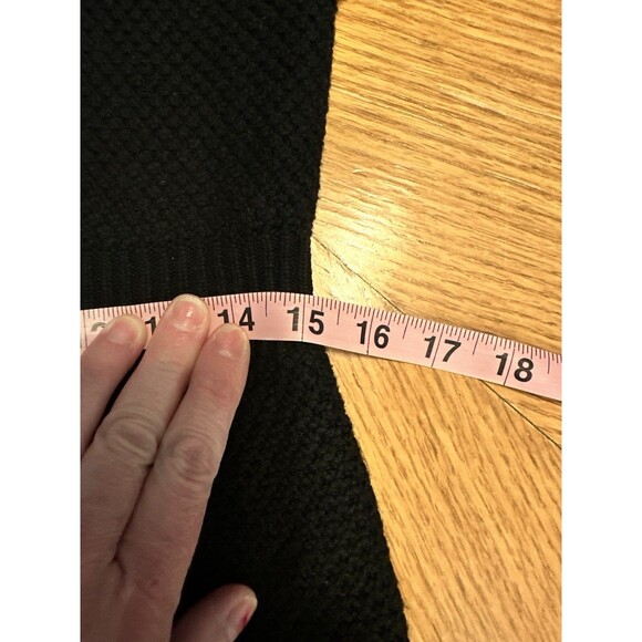 Ann Taylor Long Flared Cardigan Sweater Black Angora Blend Size Med Heavy Knit - Picture 6 of 9